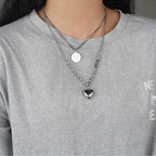 Metal Love Heart Cupid Pendants Female Clavicle Chain Light Luxury Niche Design Necklace nowadaysfashion