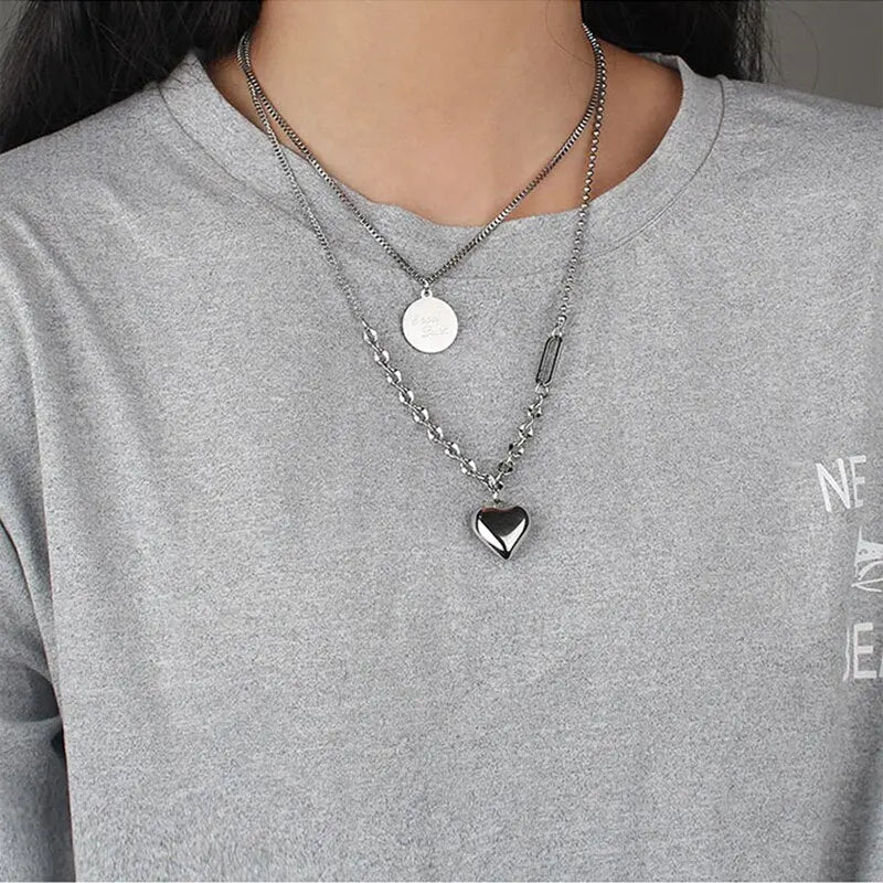 Metal Love Heart Cupid Pendants Female Clavicle Chain Light Luxury Niche Design Necklace nowadaysfashion