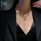 Metal Love Heart Cupid Pendants Female Clavicle Chain Light Luxury Niche Design Necklace nowadaysfashion