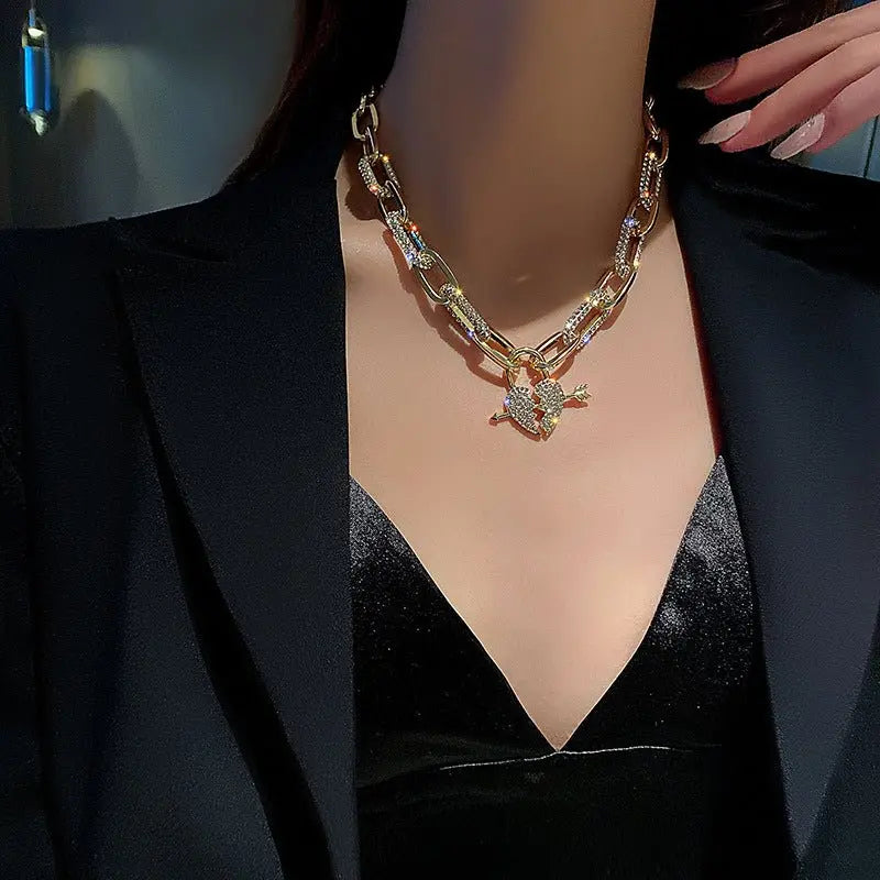 Metal Love Heart Cupid Pendants Female Clavicle Chain Light Luxury Niche Design Necklace nowadaysfashion