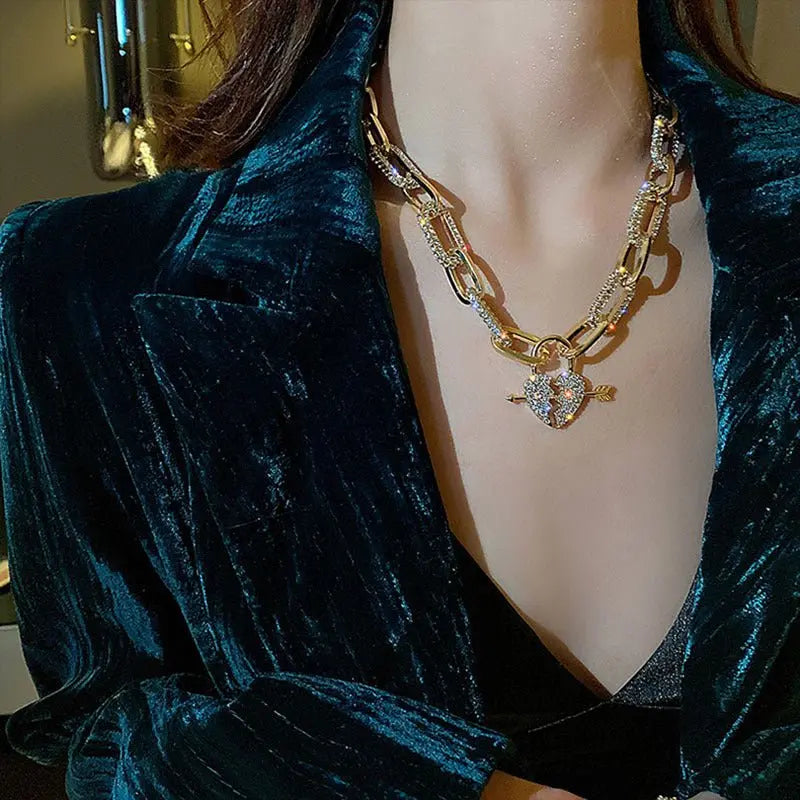 Metal Love Heart Cupid Pendants Female Clavicle Chain Light Luxury Niche Design Necklace nowadaysfashion