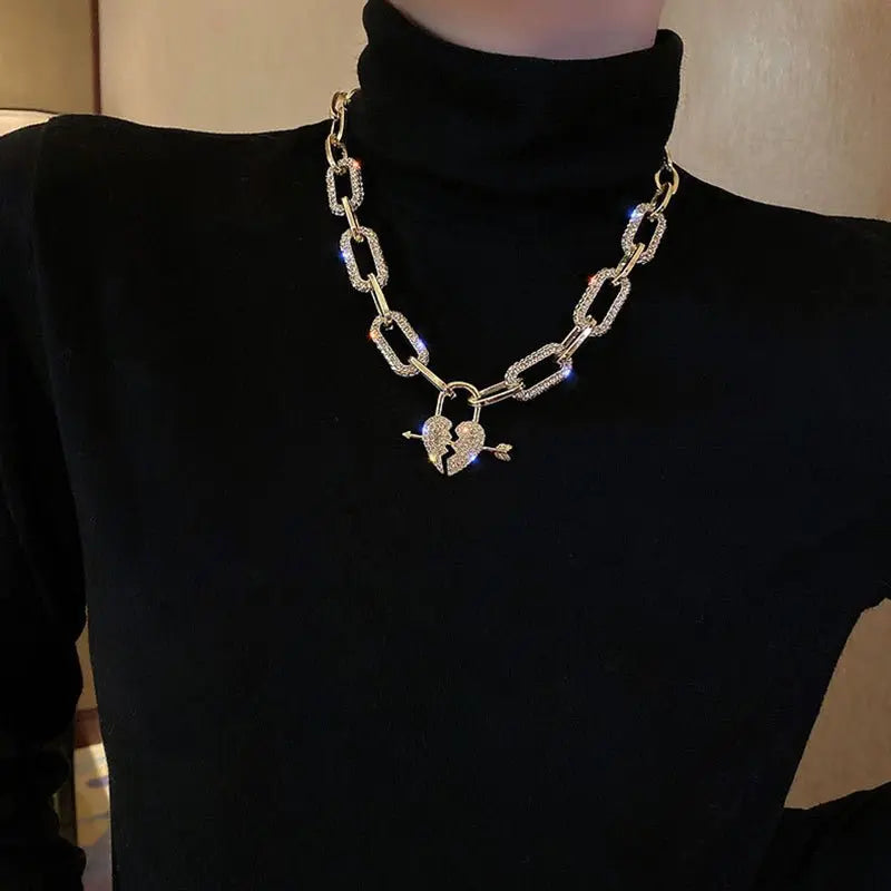 Metal Love Heart Cupid Pendants Female Clavicle Chain Light Luxury Niche Design Necklace nowadaysfashion