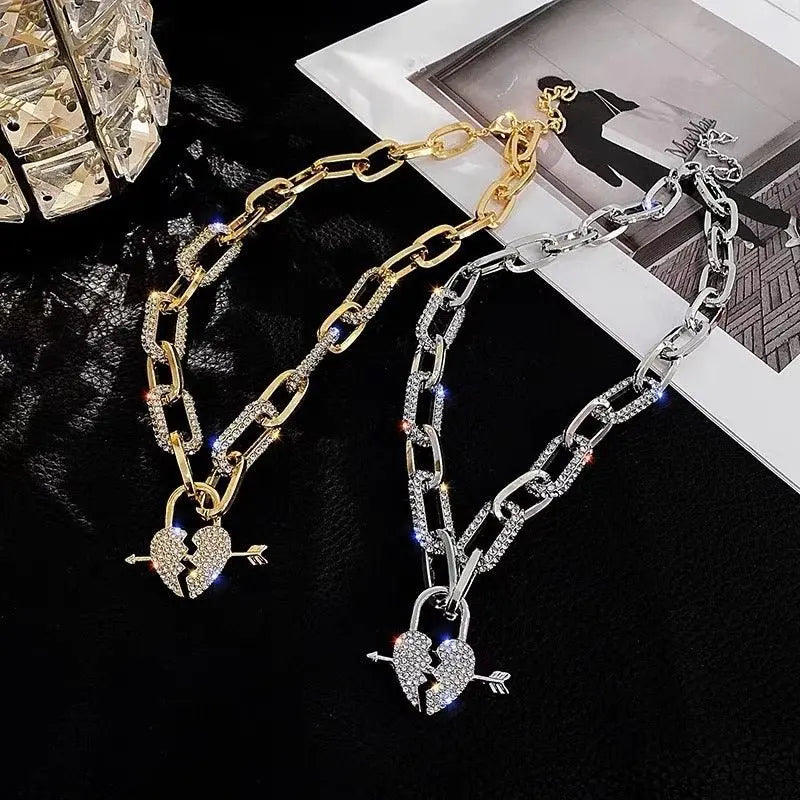 Metal Love Heart Cupid Pendants Female Clavicle Chain Light Luxury Niche Design Necklace - Blade & Thread