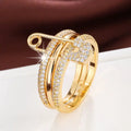Micro-inlaid zircon pin ring nowadaysfashion