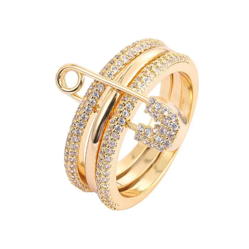 Micro-inlaid zircon pin ring - Blade & Thread