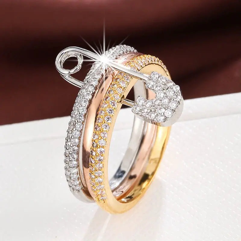 Micro-inlaid zircon pin ring - Blade & Thread
