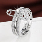Micro-inlaid zircon pin ring nowadaysfashion
