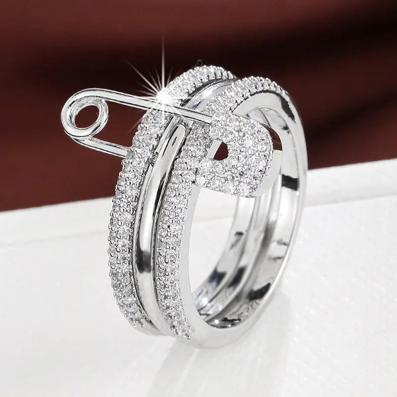 Micro-inlaid zircon pin ring - Blade & Thread