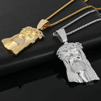 Micro Paved Zircon Jesus Head Hip Hop Men's Pendant Necklace nowadaysfashion