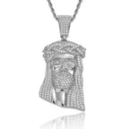 Micro Paved Zircon Jesus Head Hip Hop Men's Pendant Necklace nowadaysfashion