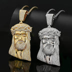 Micro Paved Zircon Jesus Head Hip Hop Men's Pendant Necklace nowadaysfashion