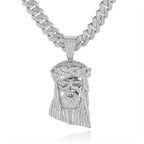 Micro Paved Zircon Jesus Head Hip Hop Men's Pendant Necklace nowadaysfashion