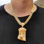 Micro Paved Zircon Jesus Head Hip Hop Men's Pendant Necklace nowadaysfashion