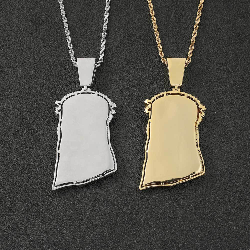 Micro Paved Zircon Jesus Head Hip Hop Men's Pendant Necklace nowadaysfashion