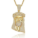 Micro Paved Zircon Jesus Head Hip Hop Men's Pendant Necklace nowadaysfashion