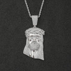 Micro Paved Zircon Jesus Head Hip Hop Men's Pendant Necklace nowadaysfashion