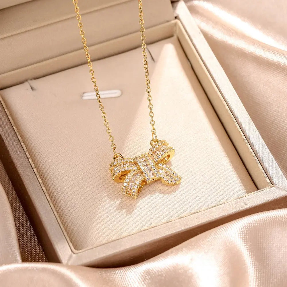 micropaved bow pendant nowadaysfashion