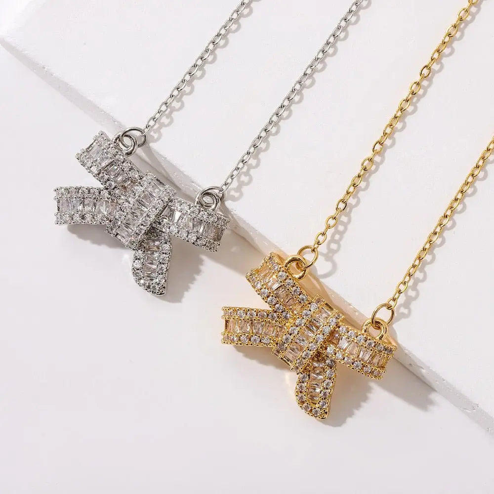 micropaved bow pendant nowadaysfashion