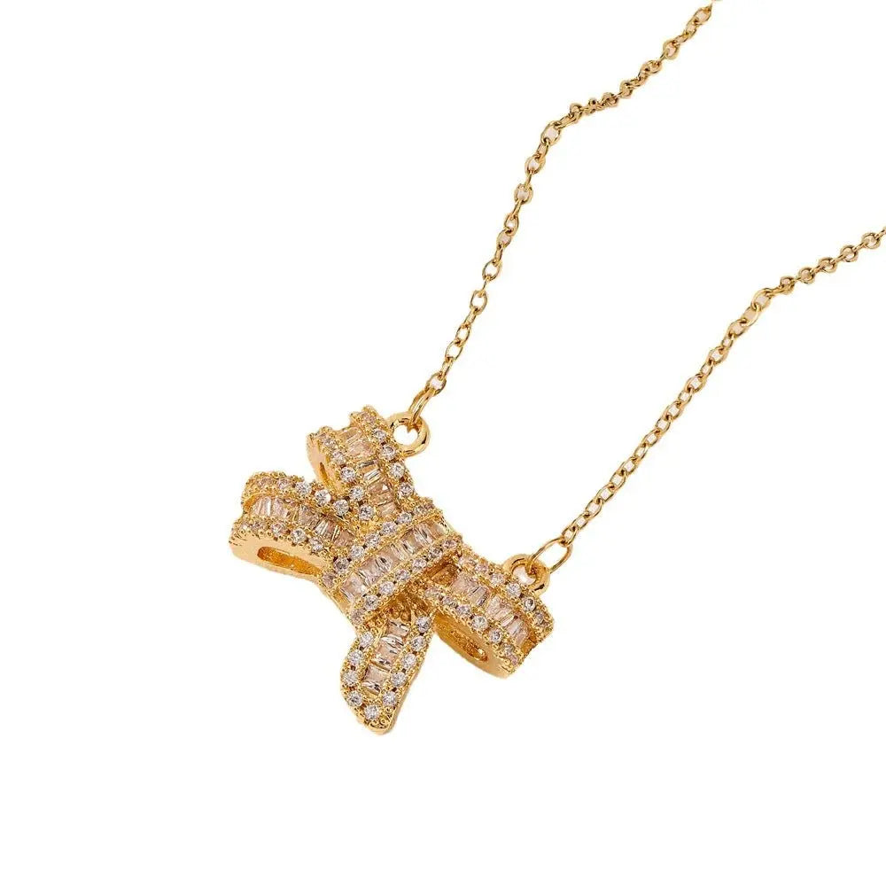 micropaved bow pendant - Blade & Thread