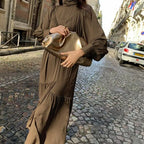 Mid-Long Loose Dress Female Vintage Turtleneck Spring Dress Vestidos Femme Robe nowadaysfashion