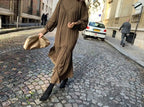 Mid-Long Loose Dress Female Vintage Turtleneck Spring Dress Vestidos Femme Robe nowadaysfashion