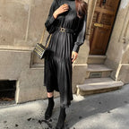 Mid-Long Loose Dress Female Vintage Turtleneck Spring Dress Vestidos Femme Robe nowadaysfashion