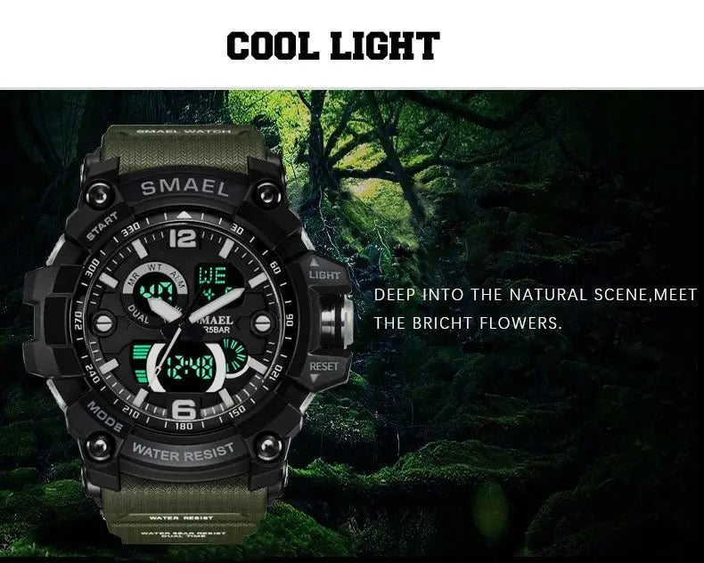 Military Watch 50m Waterproof Wristwatch LED Quartz Clock Male Digital Sports Watches Men's - Blade & Thread