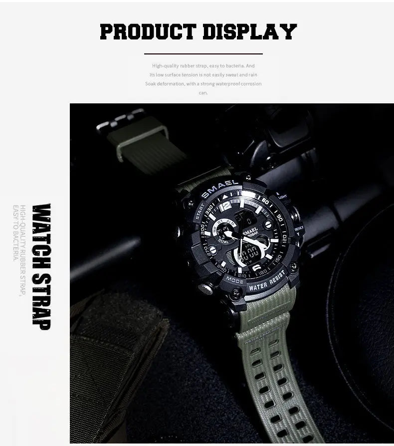 Military Watch 50m Waterproof Wristwatch LED Quartz Clock Male Digital Sports Watches Men's nowadaysfashion