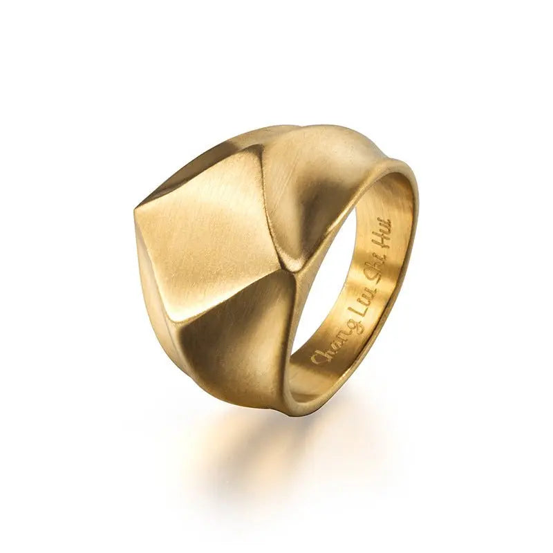 Minimalist geometric square diamond-shaped retro rings - Blade & Thread
