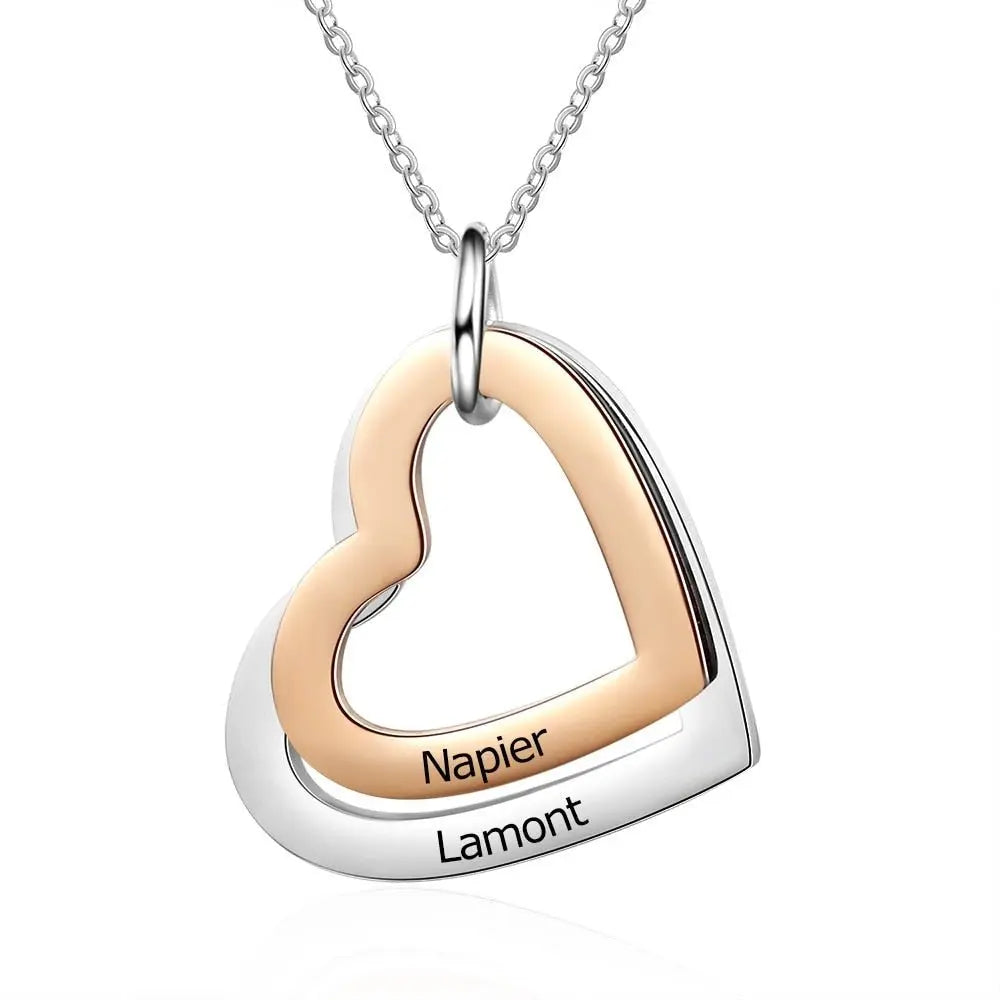 Mixed Rose Gold Color Heart Pendant Name Necklace nowadaysfashion