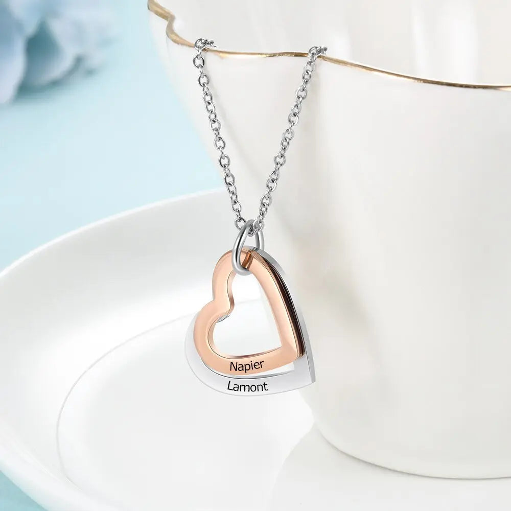 Mixed Rose Gold Color Heart Pendant Name Necklace nowadaysfashion