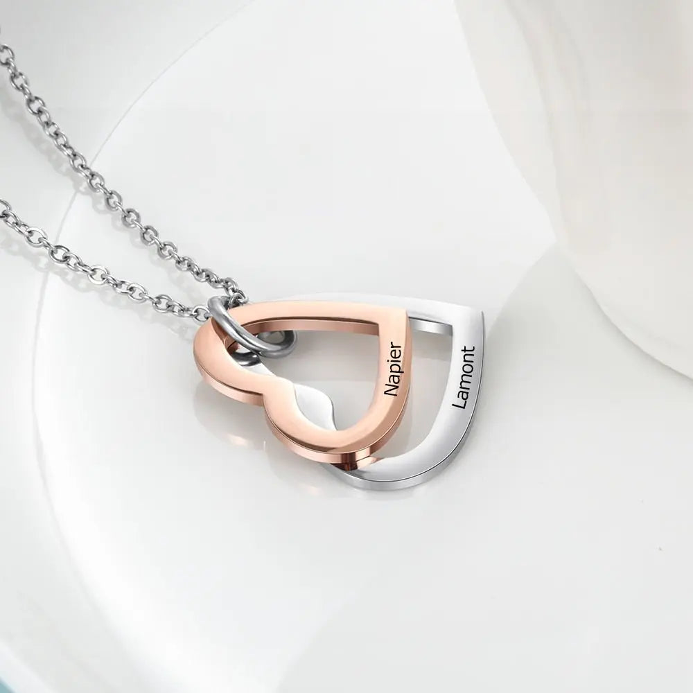 Mixed Rose Gold Color Heart Pendant Name Necklace - Blade & Thread