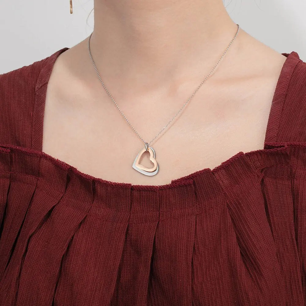 Mixed Rose Gold Color Heart Pendant Name Necklace - Blade & Thread