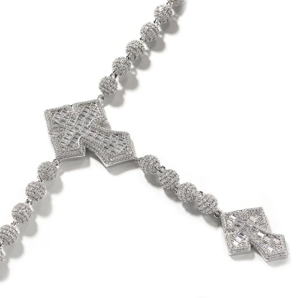 moissanite chain round bead cross necklace nowadaysfashion