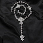 moissanite chain round bead cross necklace nowadaysfashion