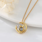 Moon Cat with customizable photos Projection Necklace  Pendant Jewelry nowadaysfashion