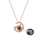 Moon Cat with customizable photos Projection Necklace  Pendant Jewelry nowadaysfashion
