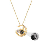 Moon Cat with customizable photos Projection Necklace  Pendant Jewelry nowadaysfashion
