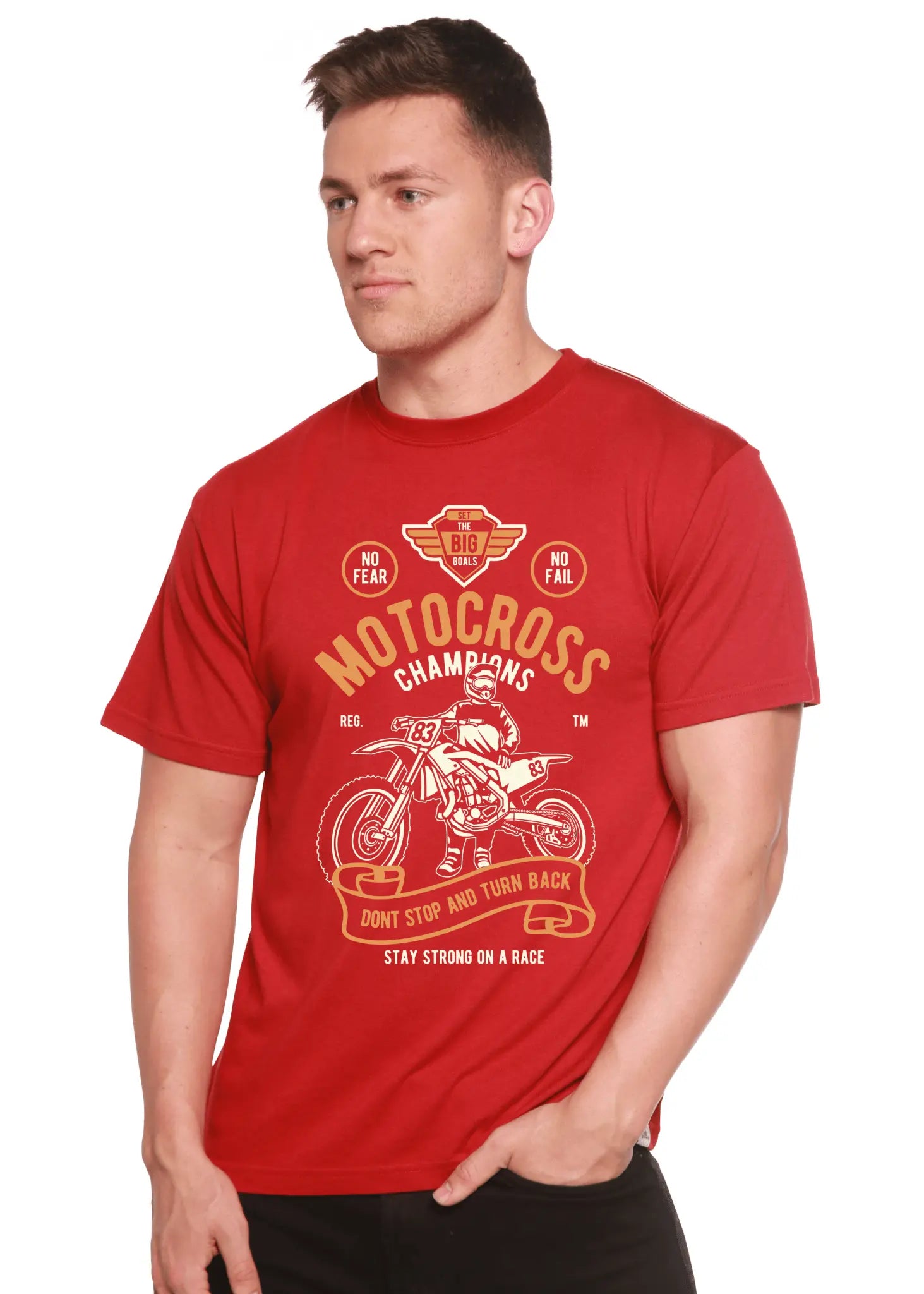 Motocross Champions Men's Bamboo Viscose/Organic Cotton Short Sleeve Graphic T-Shirt Spun Bamboo