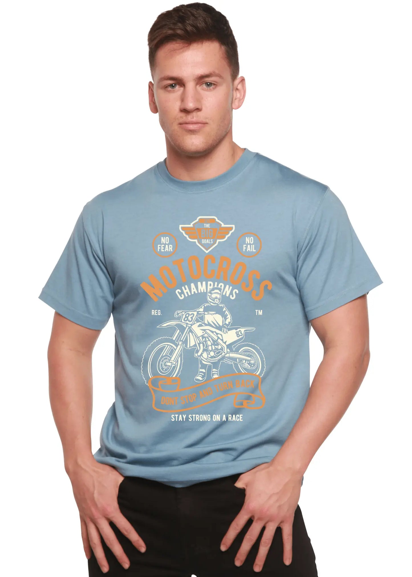 Motocross Champions Men's Bamboo Viscose/Organic Cotton Short Sleeve Graphic T-Shirt - Blade & Thread