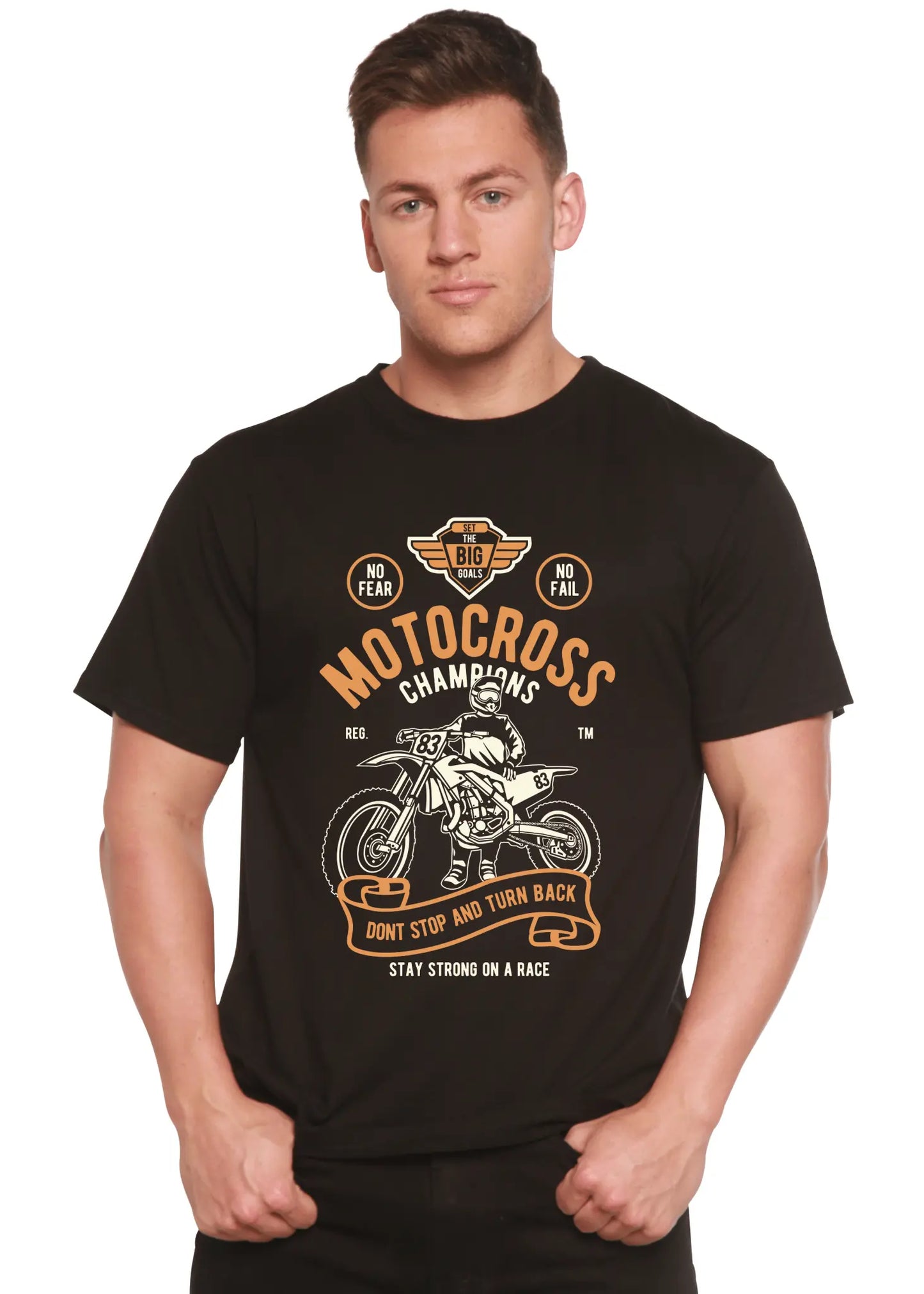 Motocross Champions Men's Bamboo Viscose/Organic Cotton Short Sleeve Graphic T-Shirt - Blade & Thread
