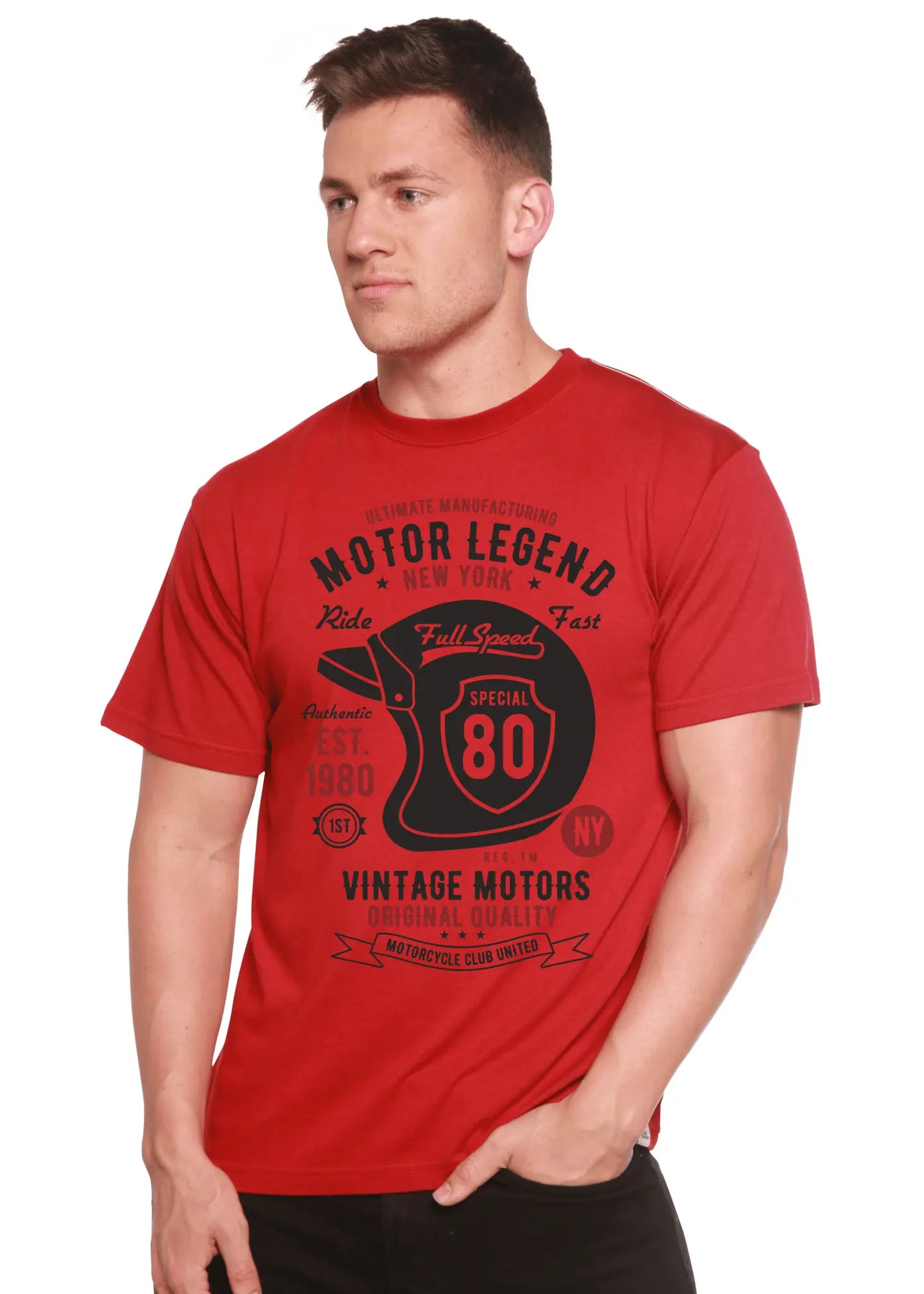 Motor Legend Helmet Men's Bamboo Viscose/Organic Cotton Short Sleeve Graphic T-Shirt - Blade & Thread