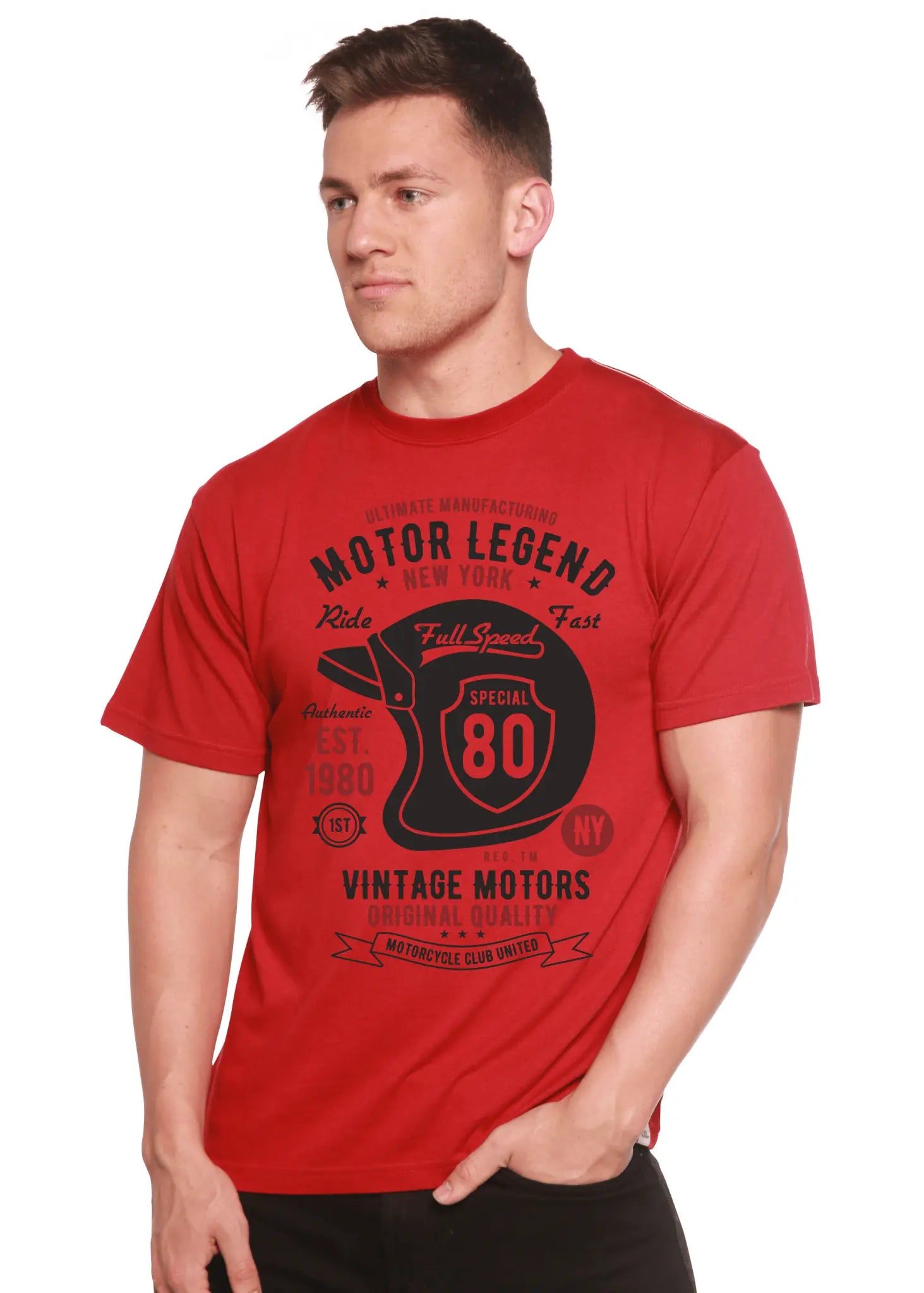 Motor Legend Helmet Men's Bamboo Viscose/Organic Cotton Short Sleeve Graphic T-Shirt - Blade & Thread