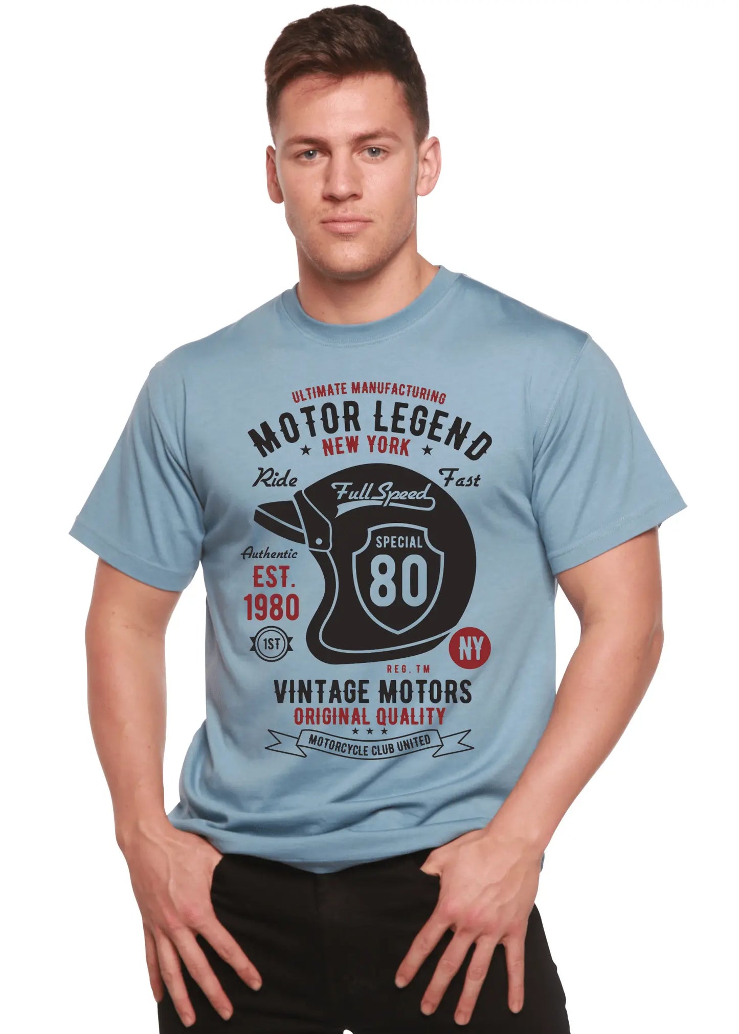 Motor Legend Helmet Men's Bamboo Viscose/Organic Cotton Short Sleeve Graphic T-Shirt - Blade & Thread