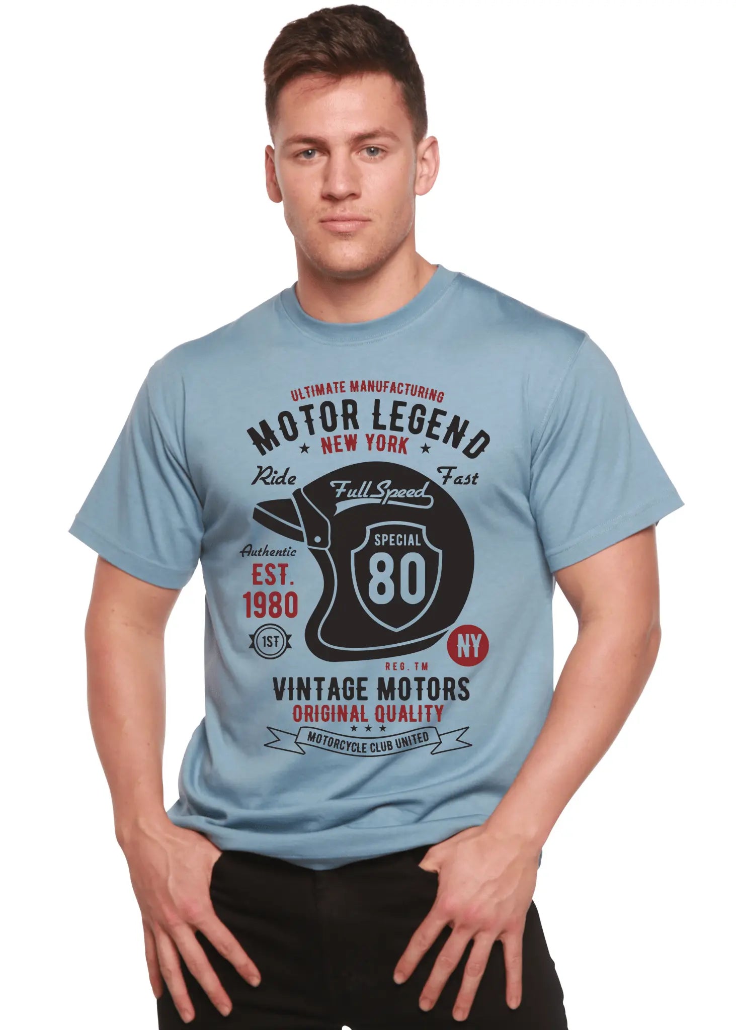 Motor Legend Helmet Men's Bamboo Viscose/Organic Cotton Short Sleeve Graphic T-Shirt - Blade & Thread