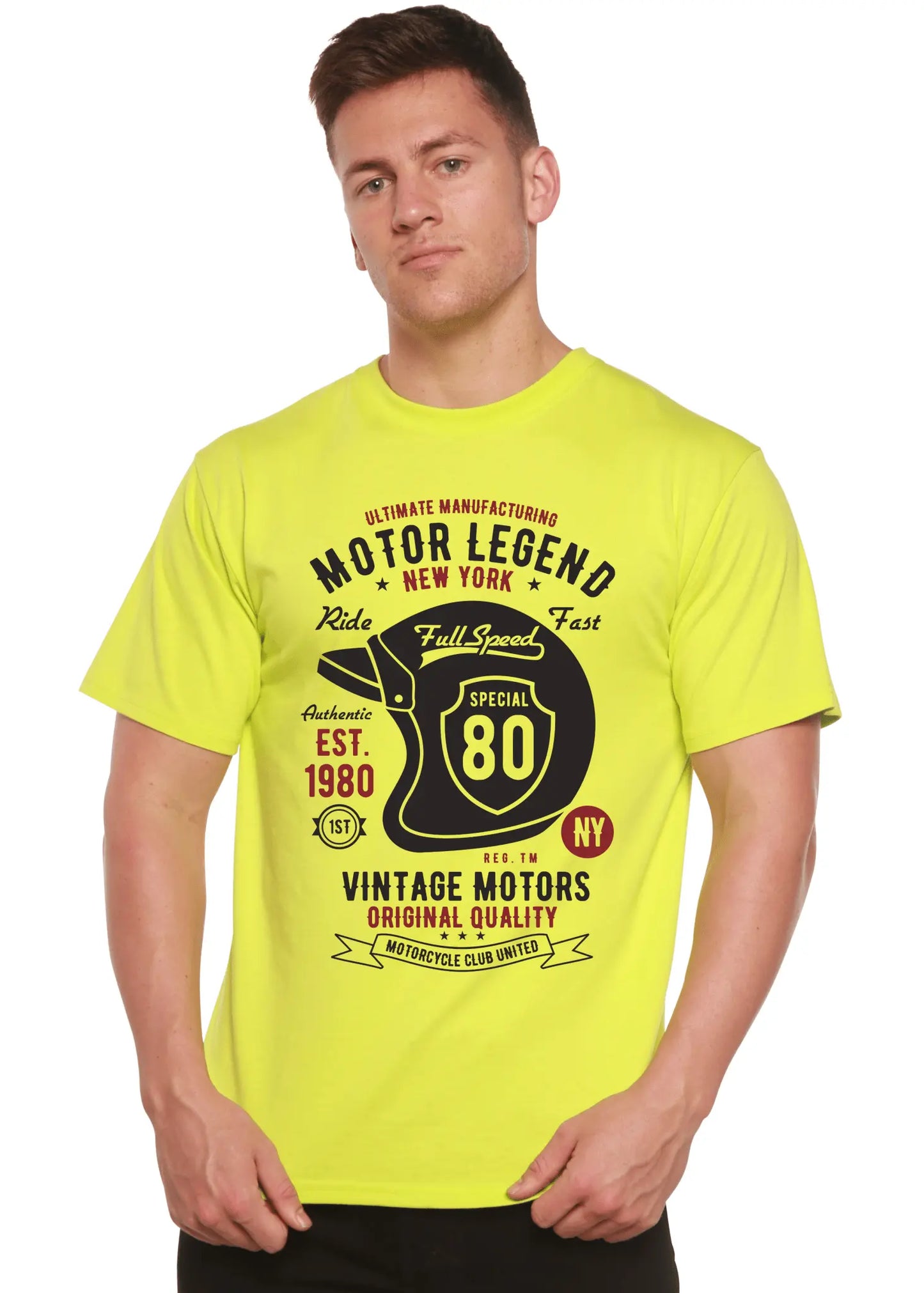 Motor Legend Helmet Men's Bamboo Viscose/Organic Cotton Short Sleeve Graphic T-Shirt - Blade & Thread