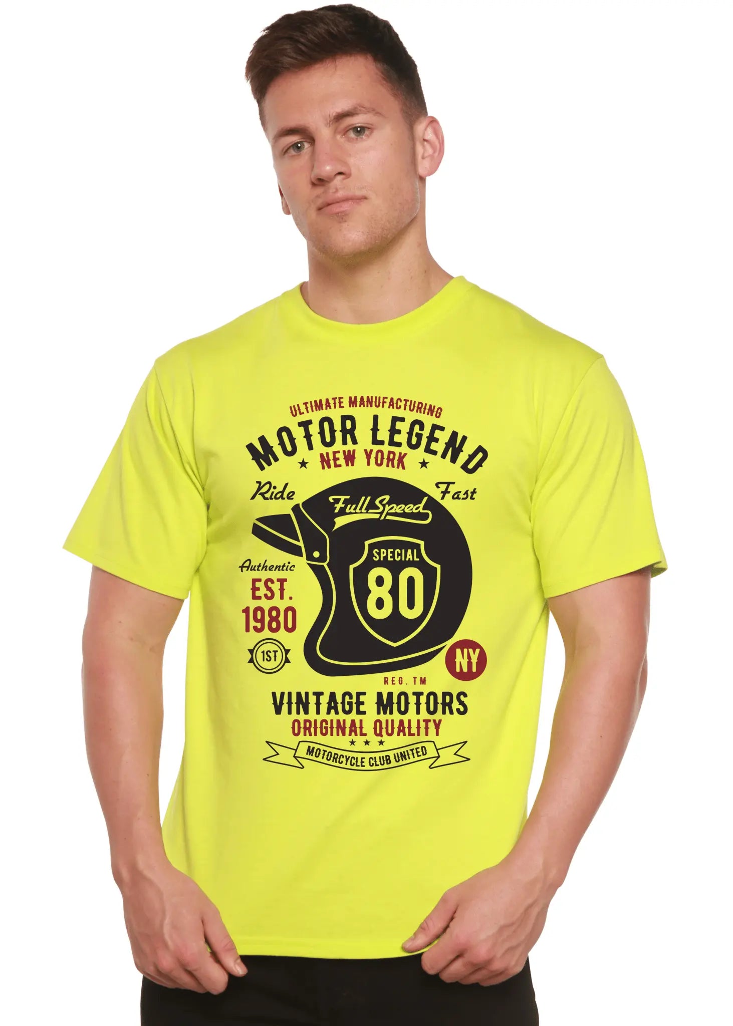 Motor Legend Helmet Men's Bamboo Viscose/Organic Cotton Short Sleeve Graphic T-Shirt - Blade & Thread