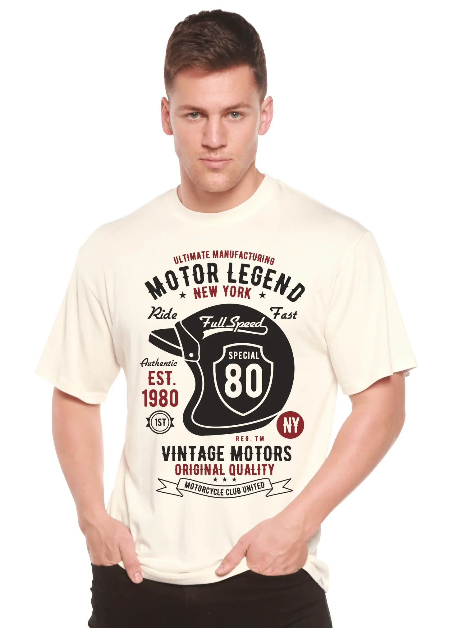 Motor Legend Helmet Men's Bamboo Viscose/Organic Cotton Short Sleeve Graphic T-Shirt - Blade & Thread