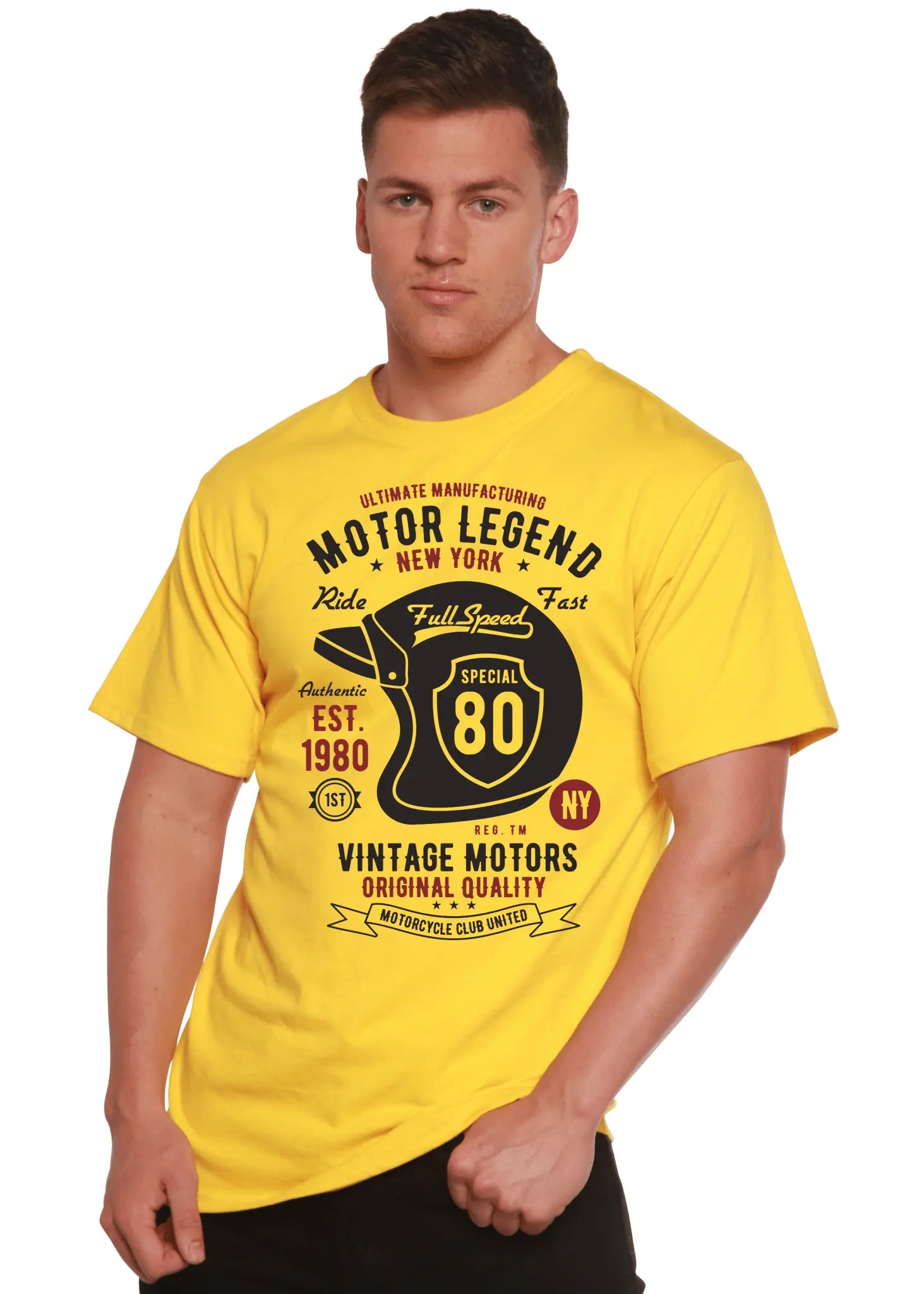 Motor Legend Helmet Men's Bamboo Viscose/Organic Cotton Short Sleeve Graphic T-Shirt - Blade & Thread