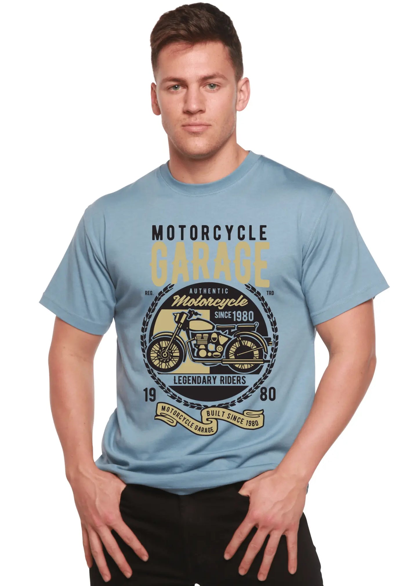 Motorcycle Garage Men's Bamboo Viscose/Organic Cotton Short Sleeve Graphic T-Shirt - Blade & Thread